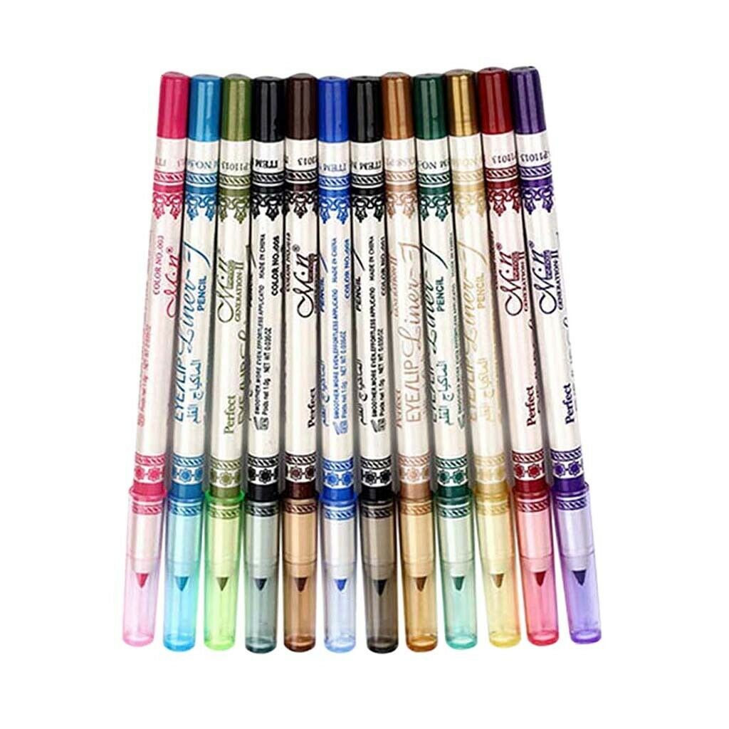 12pcs Eyeshadow Pencil Waterproof Smooth Matte and Long-lasting Lipliner Pen