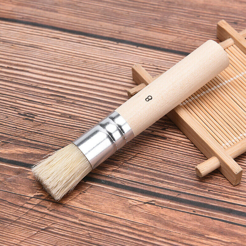 3Pcs/Set Wooden Stencil Brush Hog Bristle Brushes Watercolor Oil Painting.l8