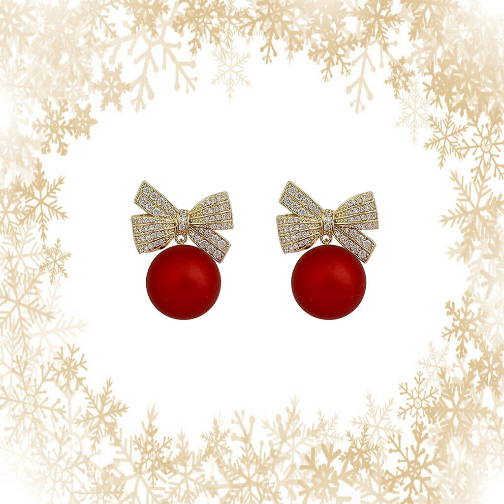 Fashion Crystal Bowknot Red Stud Earring Daily Wear Jewelry for Ladies