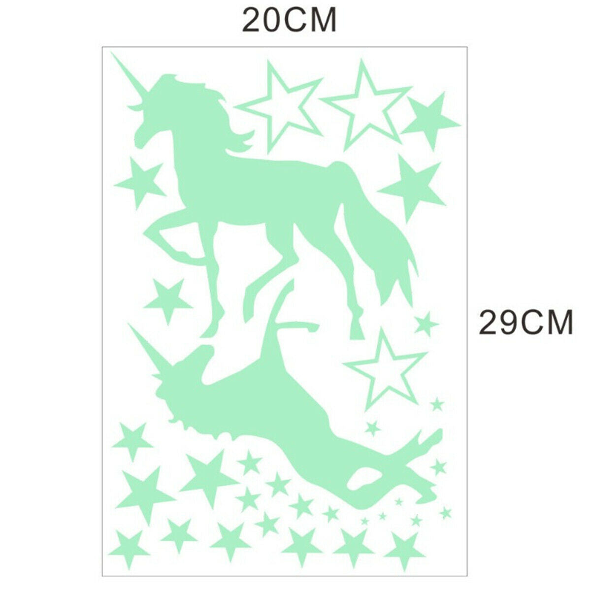 Unicorn & Stars Glow In The Dark Wall Stickers Decals Home Living Room Decor