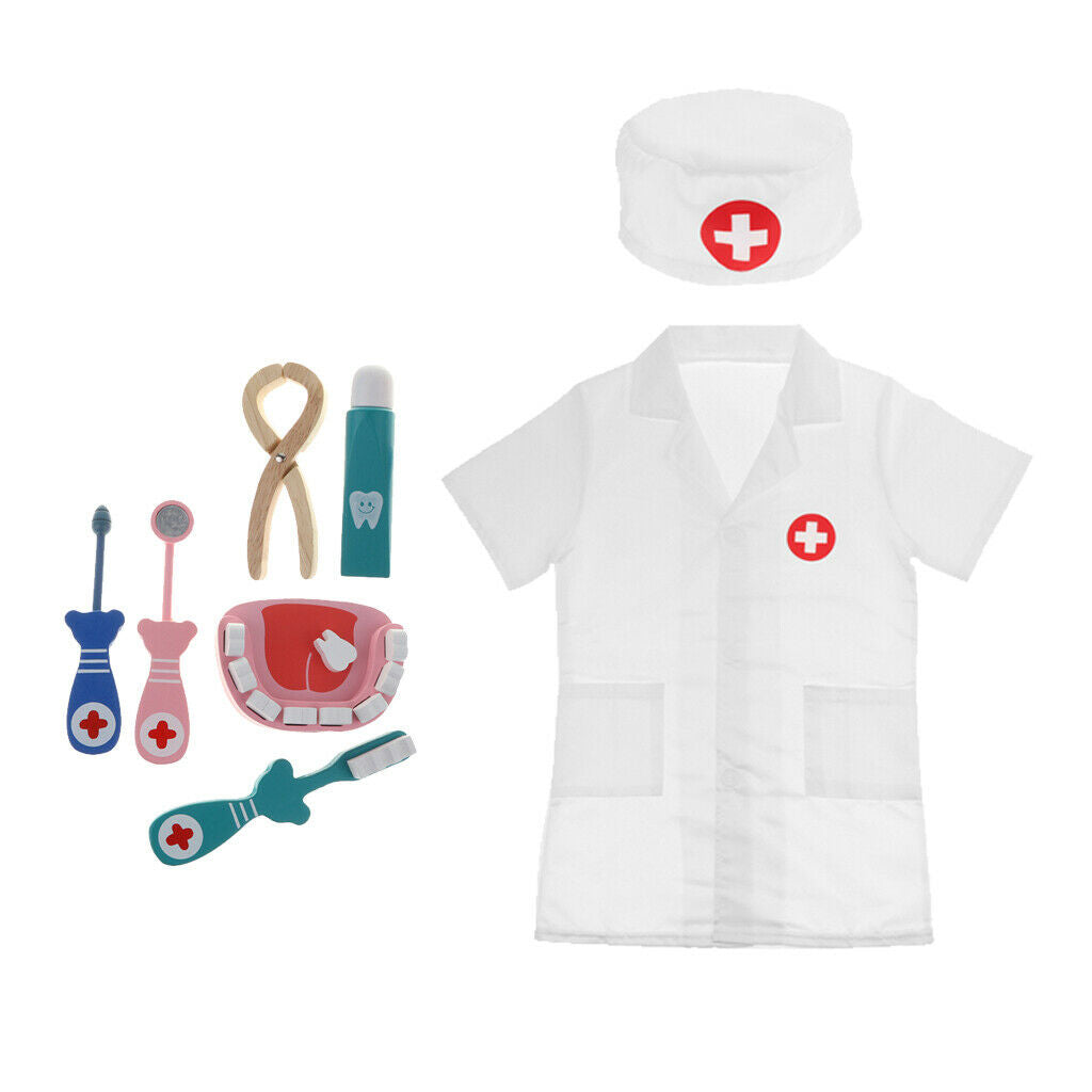 Simulation Doctor Dentist Wooden Dental Tools Kits Playset Educational Toys