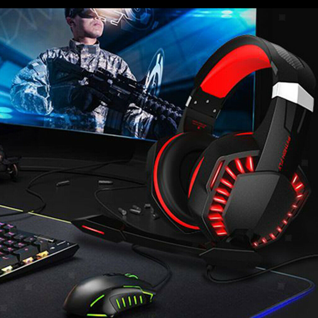 Stereo Surround Sound Gaming Headset Over Ear with Noise Isolation Mic Red