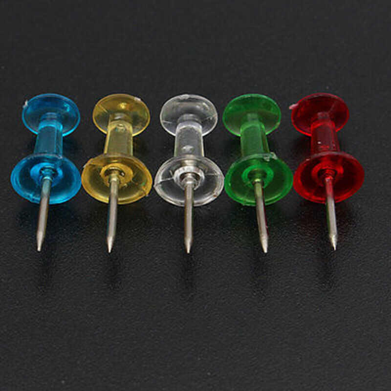 100PC Push Pin Assorted Multi-Colored Push Drawing Pins Notice Cork Board