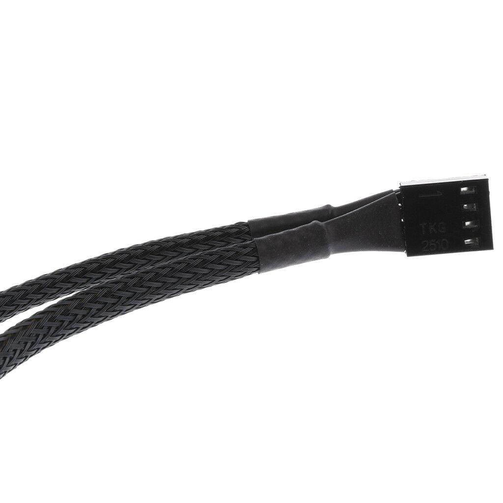 2 x 4 pin Fan 15cm Y Splitter Power Cable Black Sleeved for Computer PC Fan