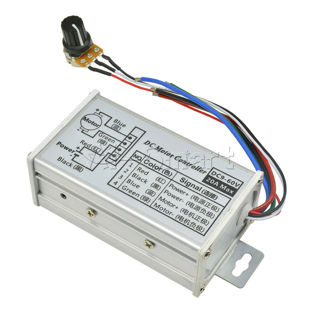 DC 9V 12V 24V 48V 60V 20A 25KHz Motor PWM Speed Controller Driver Regulator