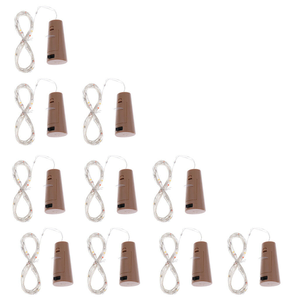 10Pcs Battery Operated Wine Bottle Cork Light String LED Moon Lights Colorful