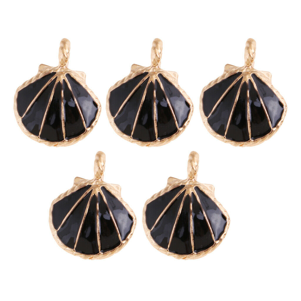 5PCS/Lot Alloy Shell Mobile Necklace Pendant Jewelry DIY Decor Black