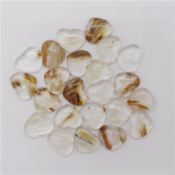 15Pcs 18x15x6mm Brown Fire Cherry Quartz Love Heart Cab Cabochon DIY HH9682