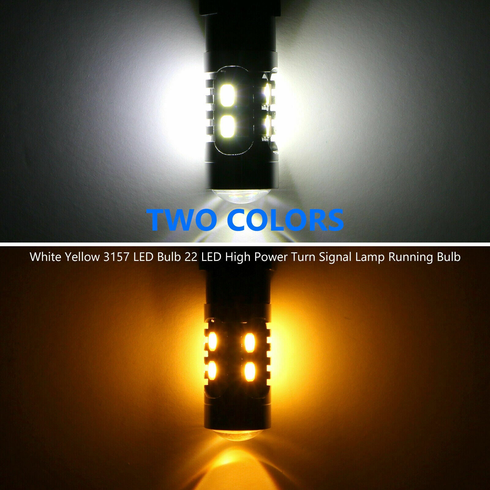 2X 3157 3757 Switchback 22LED High Power Turn Signal Lamp Light Bulb Amber/White