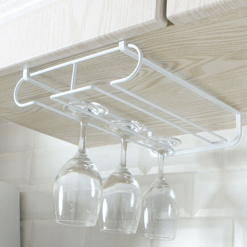 Wine Glass Cup Holder Hanging Bar Hanger Steel Wine Rack Shelf Champagne Stor TL