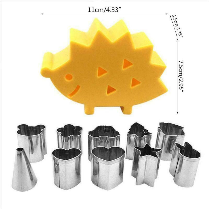 10pc/set Vegetable Fruit Mini Cutters With Hedgehog Shape Box Cake Cookies Mold