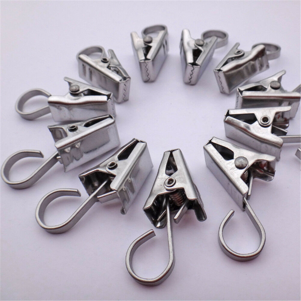 Pack of 10 Stainless Steel Hanging Clips Clothings & Curtains Hook Hanger