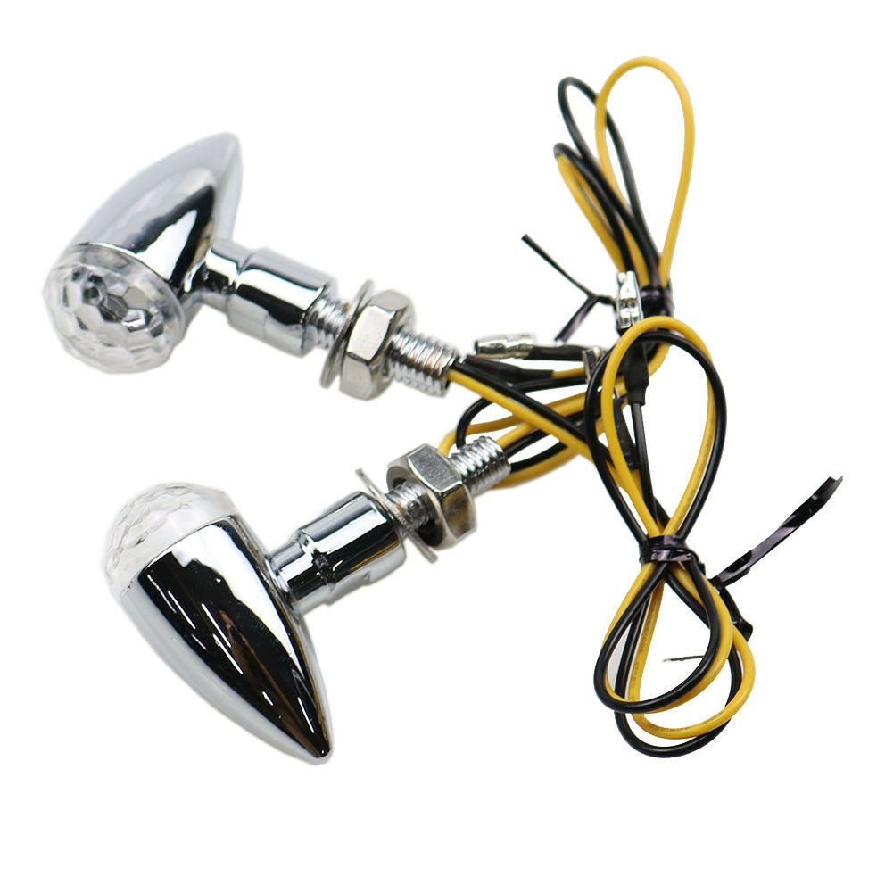 Chrome+Clear Lens Mini Bullet Turn Signal Indicator Light For Cafe Racer Cruiser