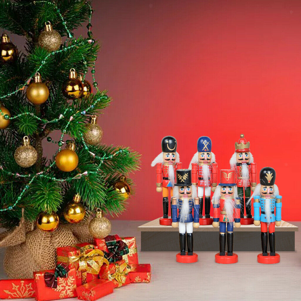 6Pcs Nutcracker Soldier Soldier Figures Decorative Ornament Christmas Gifts