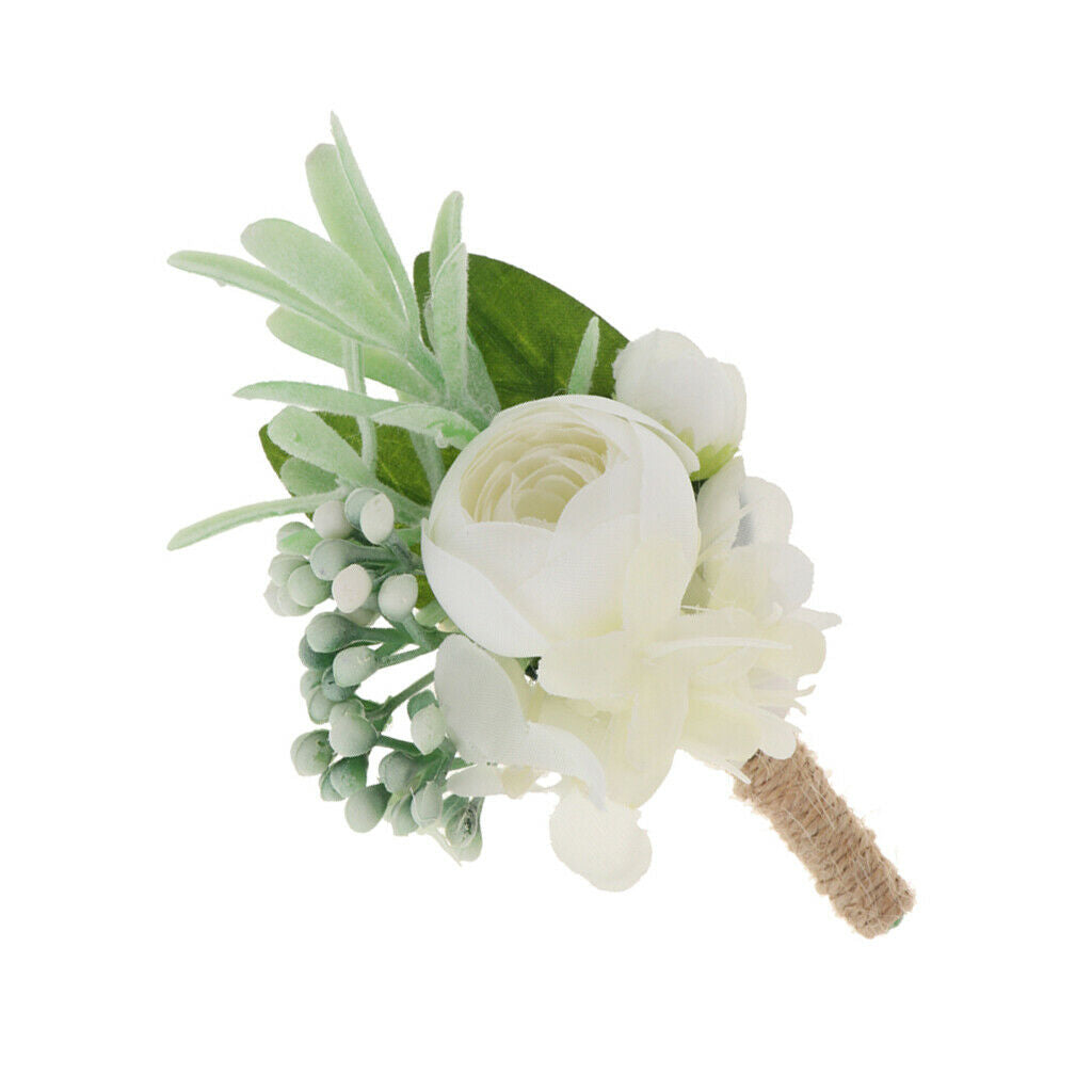 5pcs Rose Boutonniere Corsage Fabric for Grooms Groomsmen Brida Prom Party