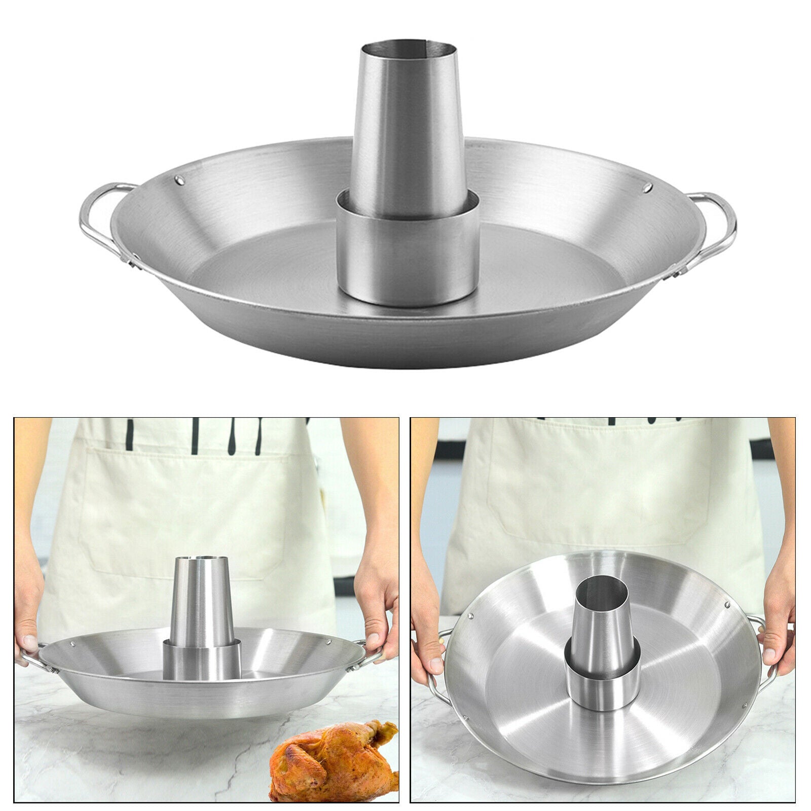 Chicken Holder BBQ Roaster Folding Chicken Holder with Drip Pan