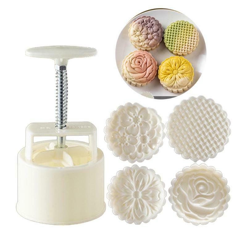 4ps Blossom Flowers Stamps Moon Cake Mould DIY 150g mooncake mold  Pastry Tool