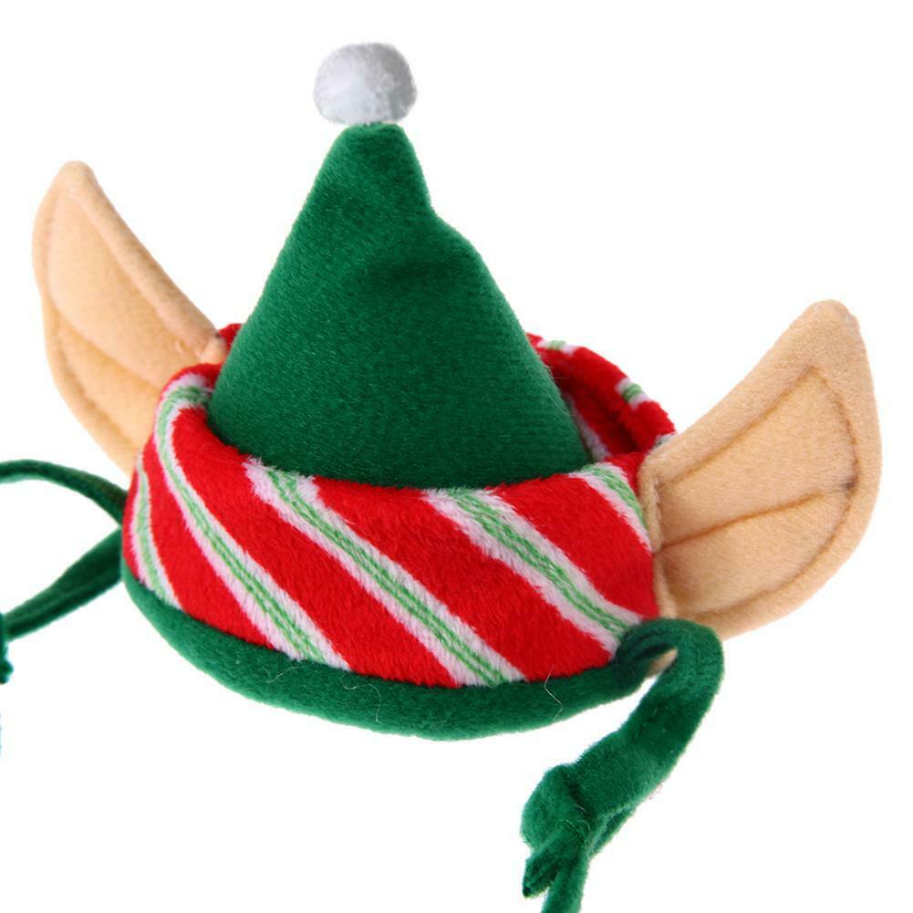4pcs Pet Hat Set Warm Dogs Cats Christmas Green Hat+Necklace+Feet Sleeve @
