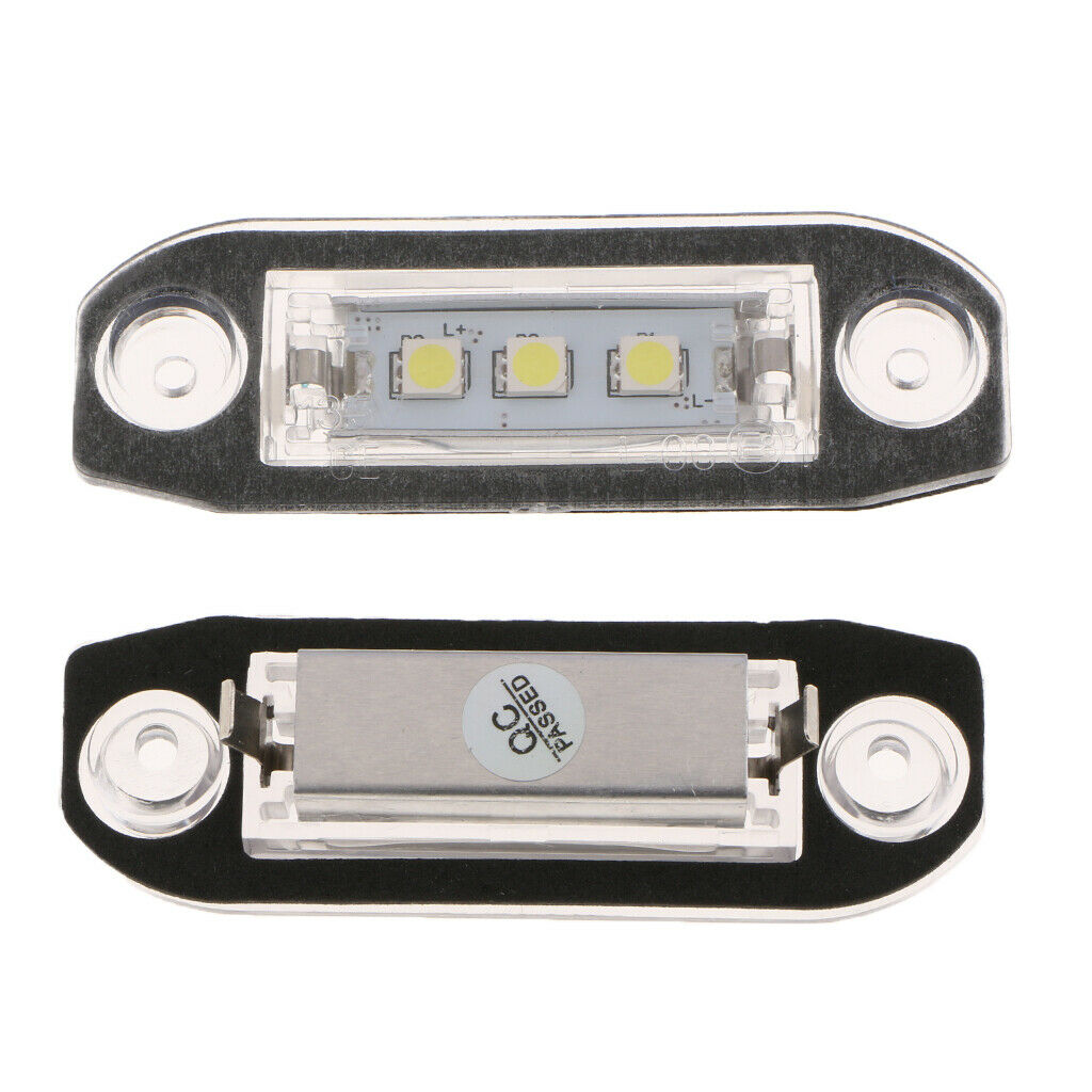 Pair LED License Plate Number Light White For Volvo S80 Xc90 S40 V60 S60 C70