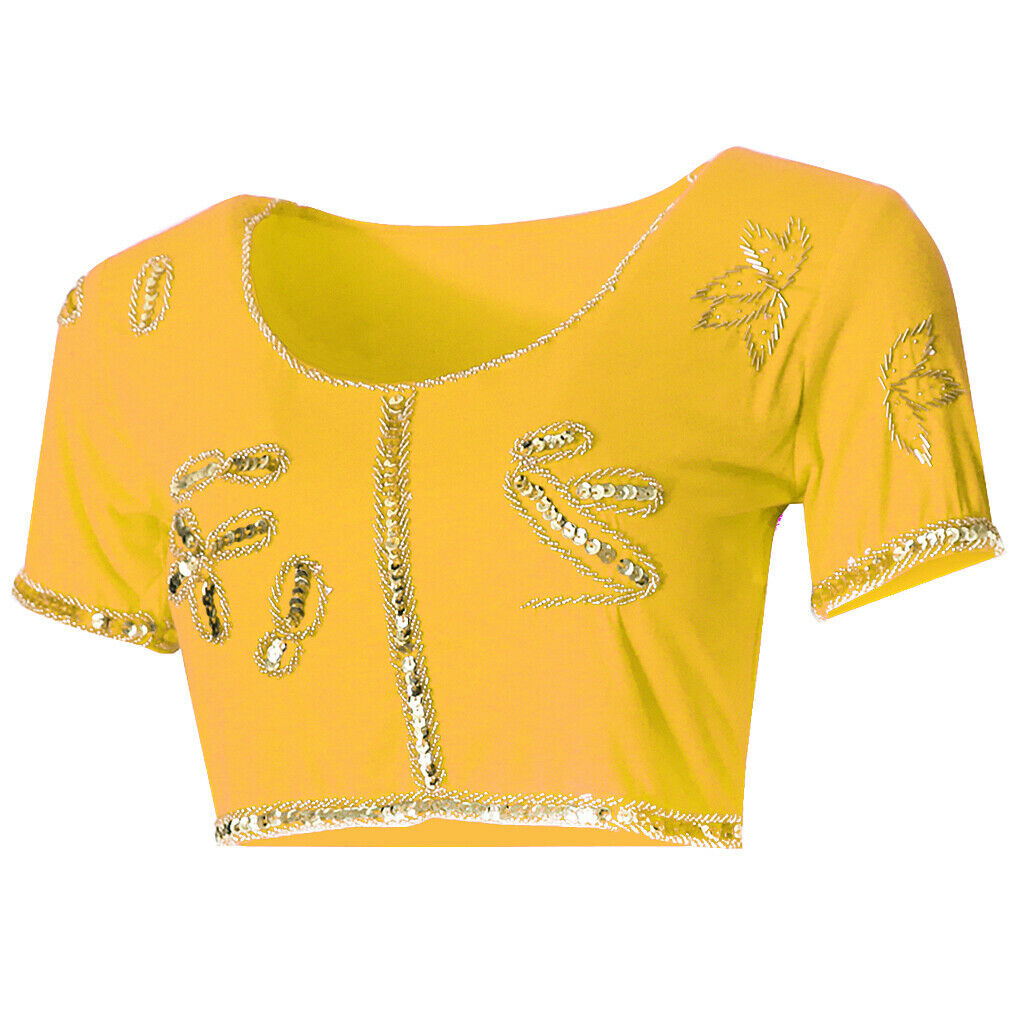 Yoga Belly Dance Tops Scoop Neck Crop Top Dance Performance Costume  Yellow