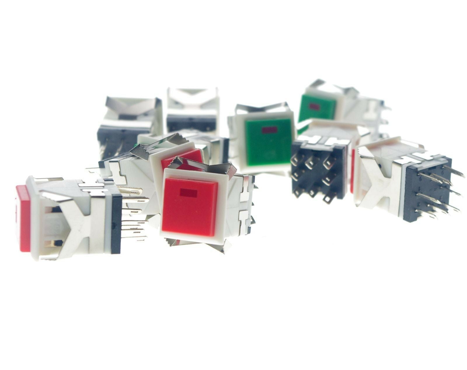 10 x Square Red Green Lamp Button Switch Push Button Switch Button Self-Locking
