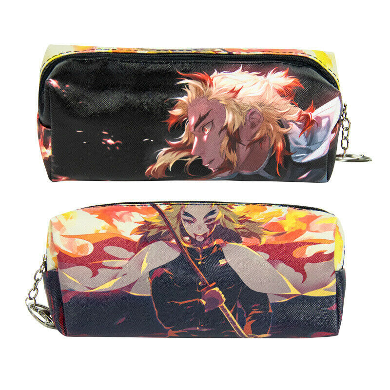Demon Slayer Kimetsu no Yaiba Rengoku Kyoujurou PU Leather Pencil Pen Case Bag C