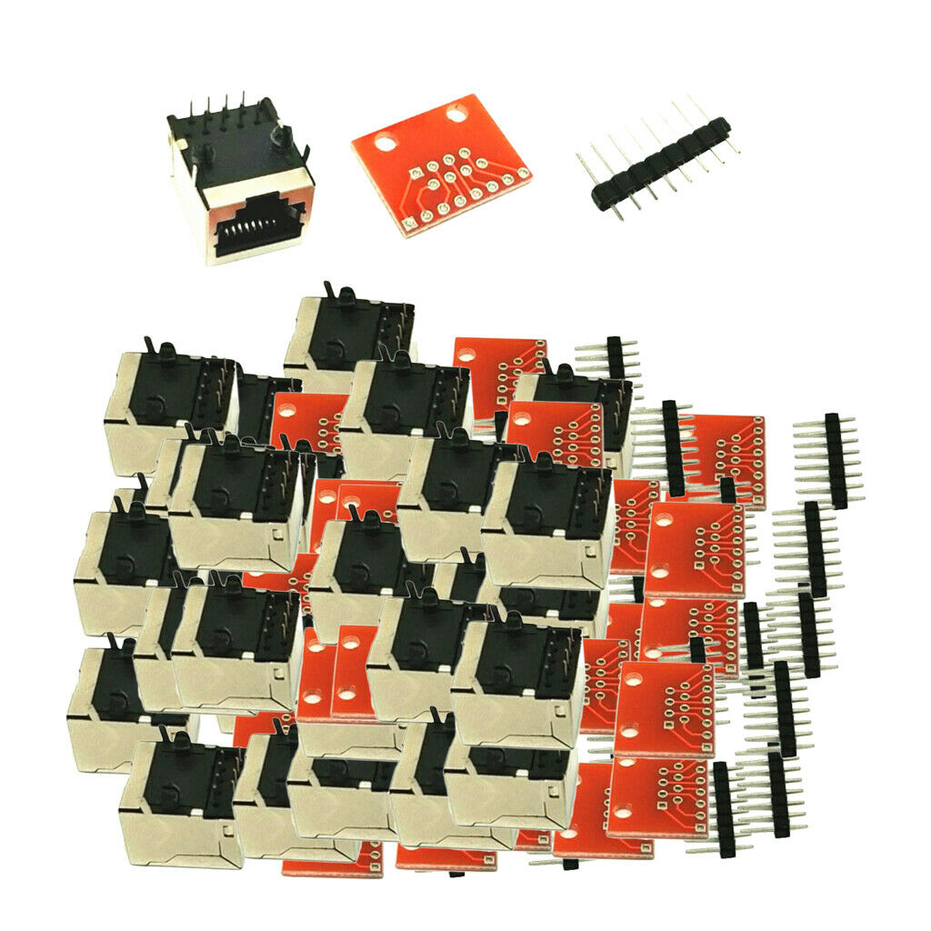30x RJ45 Connector and Breakout Board Module Linker Components DIY Parts Set