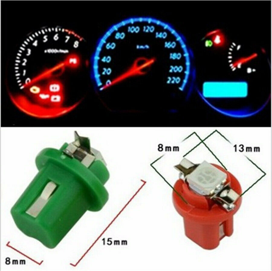 50Pcs T5 B8.5D 5050 SMD LED Indicator Gauge Dashboard Dash Side Lights Bulbs