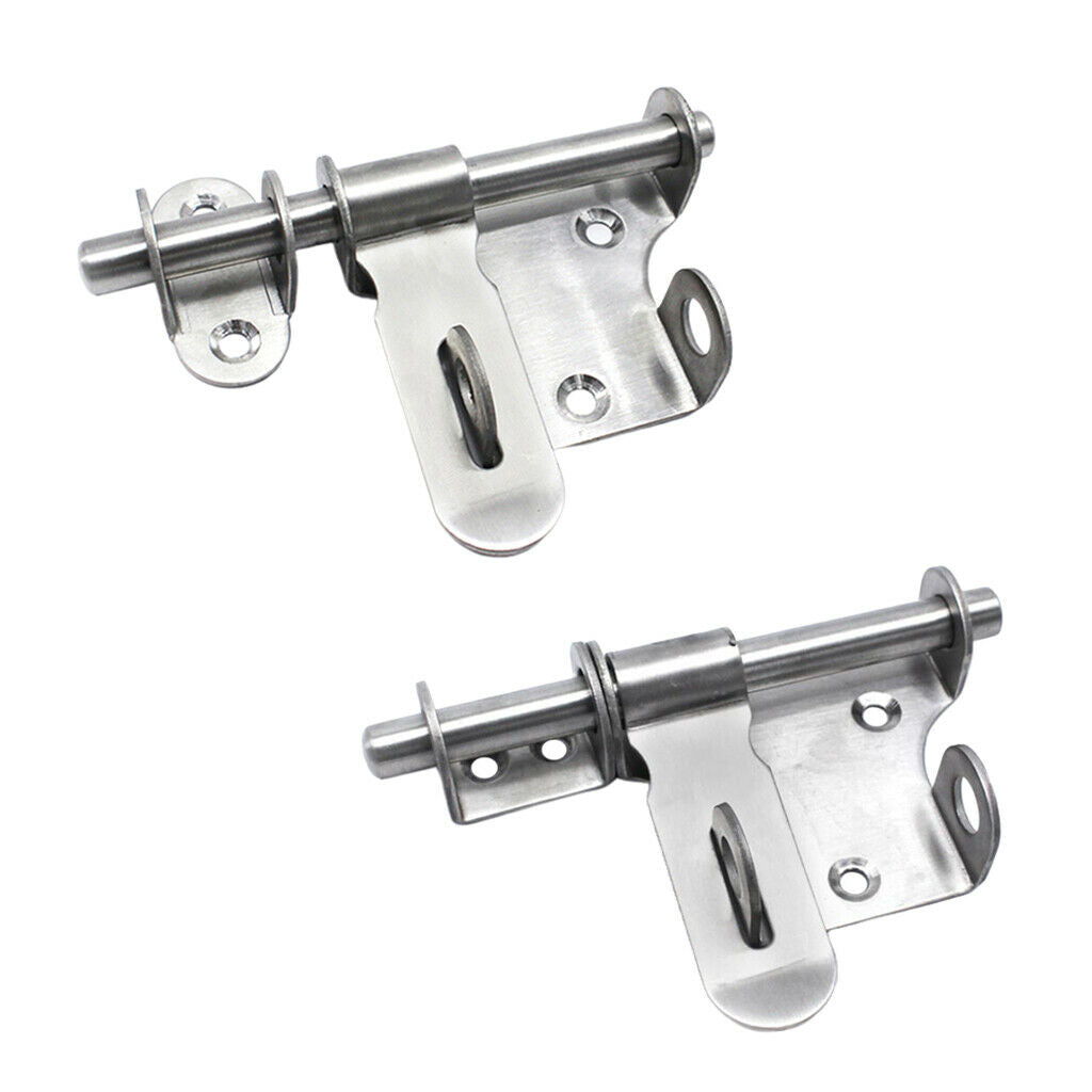2x Stainless Steel Gate Screw Locking Safety Door Sliding Lock Sliding Surface