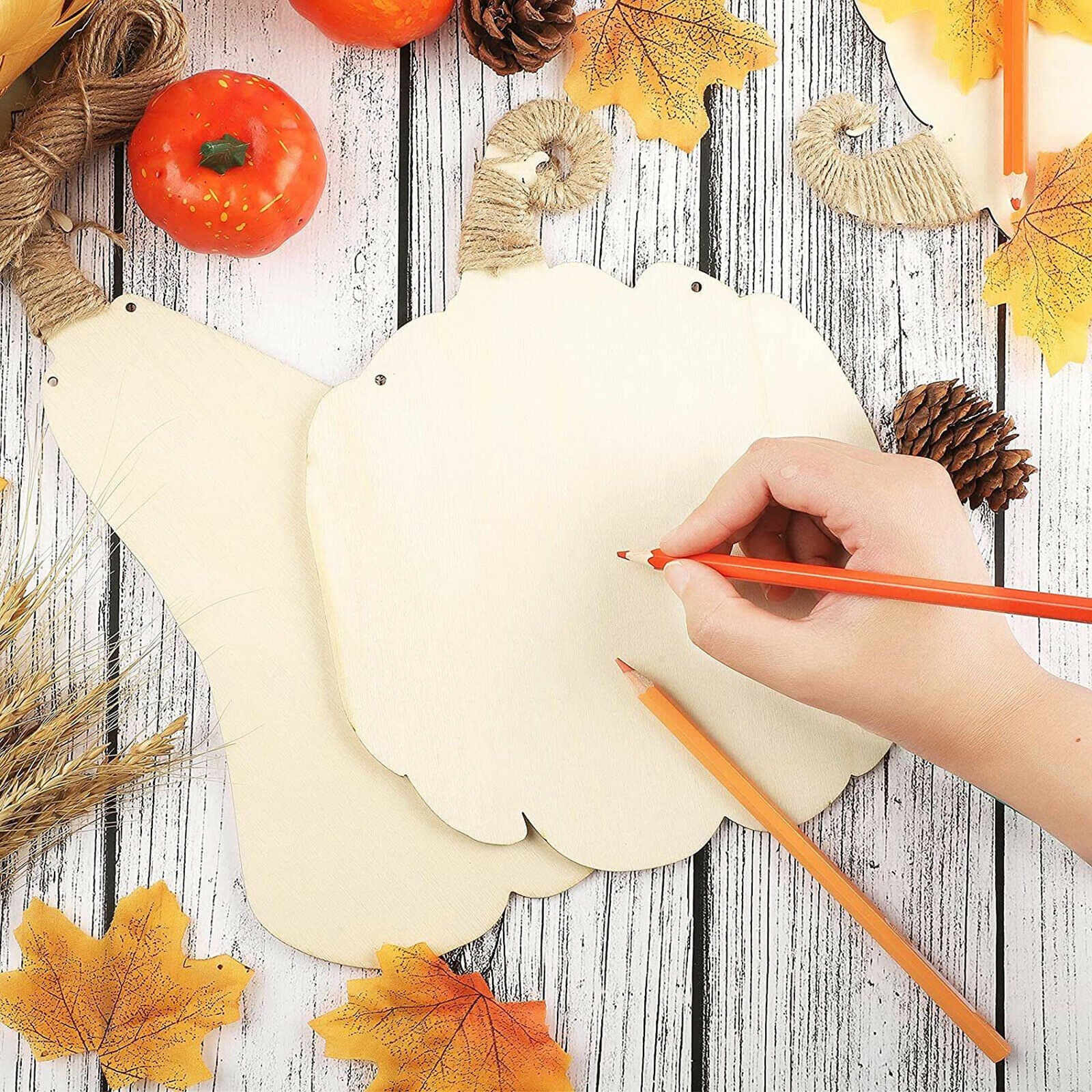Unfinished Wood Pumpkin Cutout Shapes for Party Halloween Wall Art Supplies
