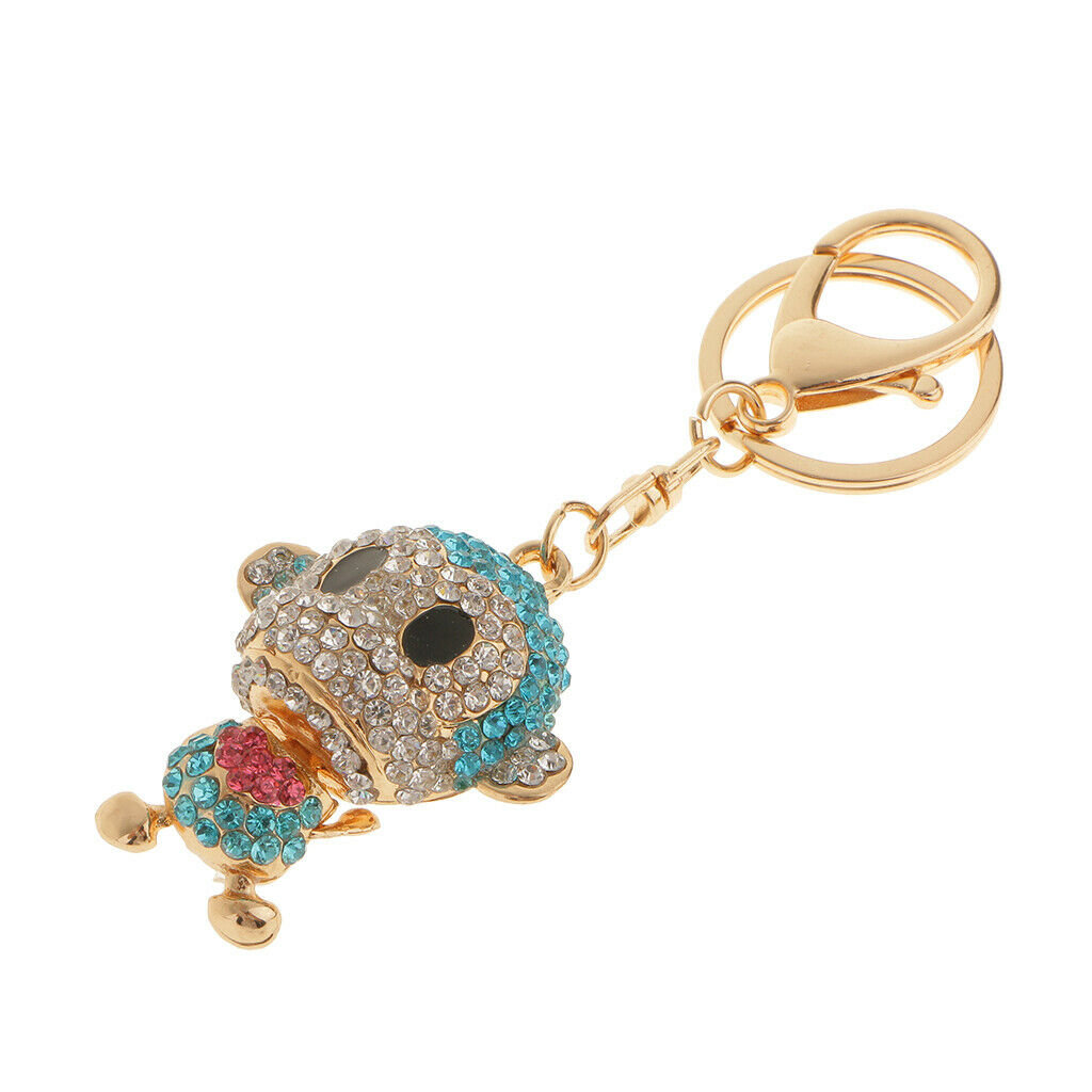 Set of 2 Cute Crystal Rhinestone Keyring Charm Key Ring Keychain Decor