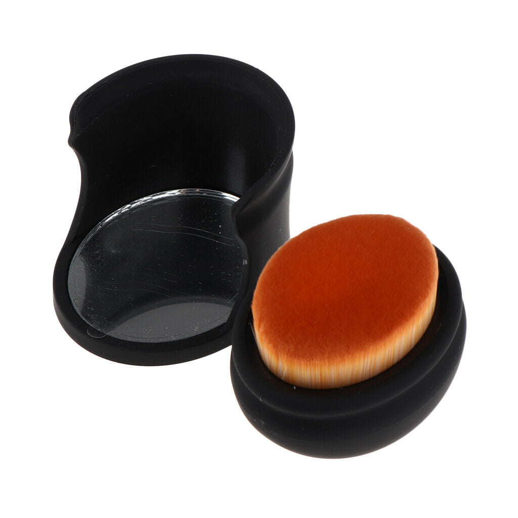 Foundation Makeup Brush Powder Eyeshadow Blush Brush with Base Mirror Black