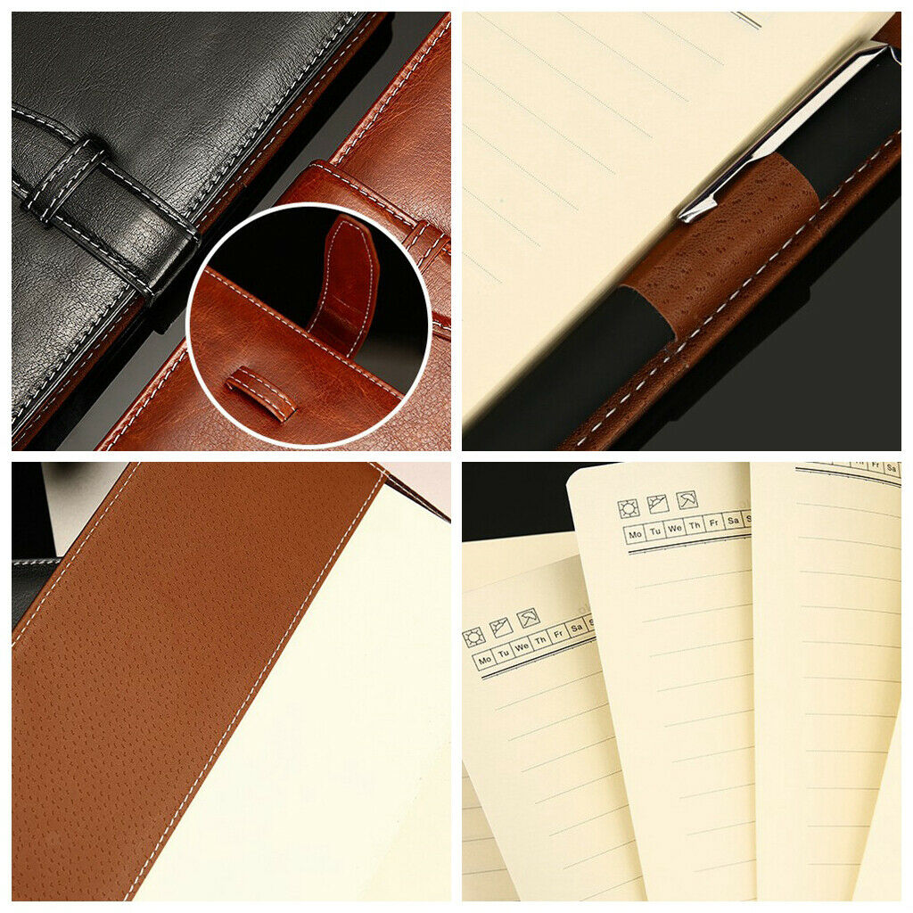 Leather Notebook Bound Work Diary Book Travel Pocket Planner Student Coffee