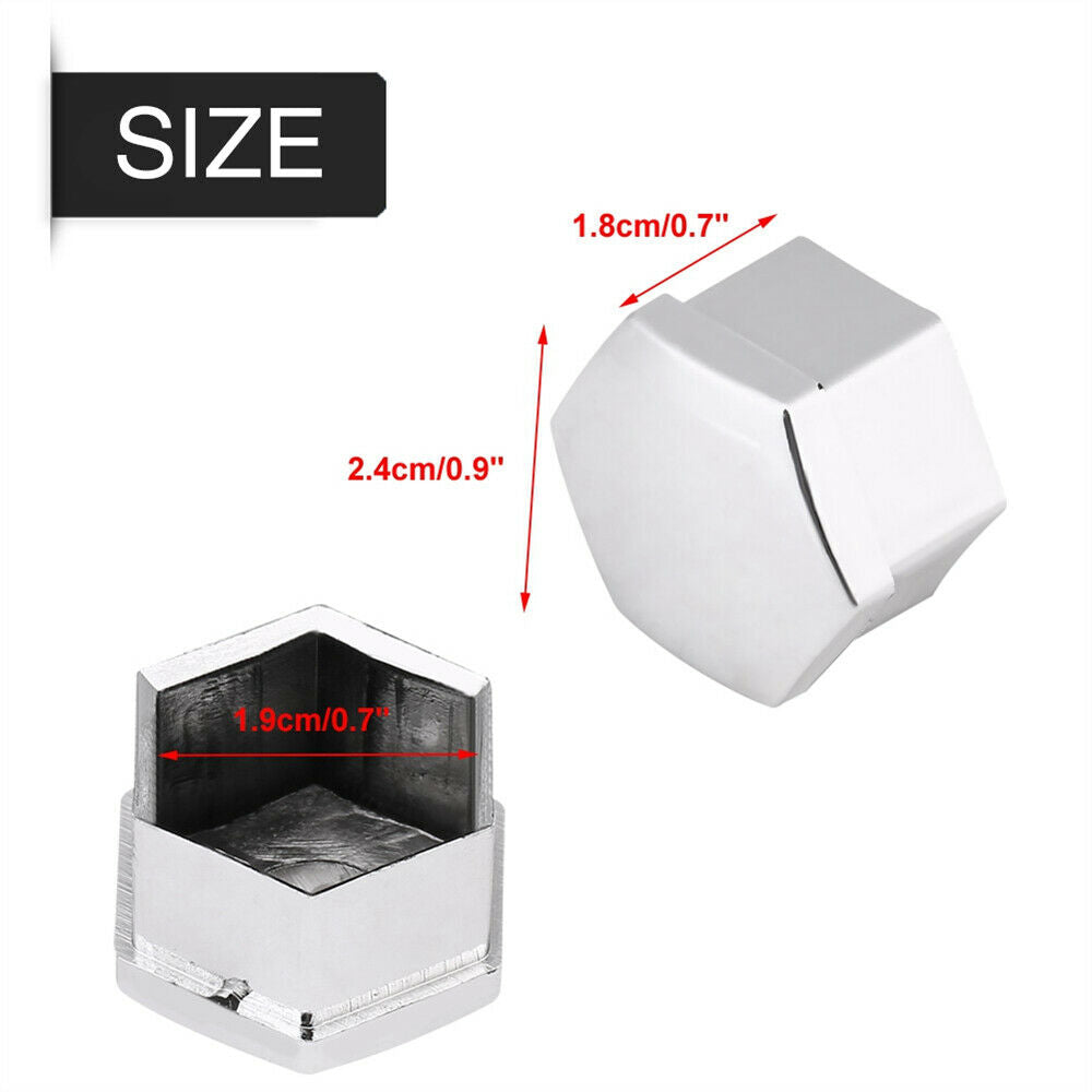 20pcs 19mm Chrome Wheel Nut Bolt Cap Cover w/ Removal Tool Universal for Any Car