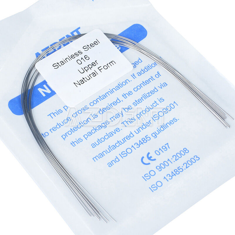 100X AZDental Orthodontic Stainless Steel Round Arch Wire 016 Upper Nature Form