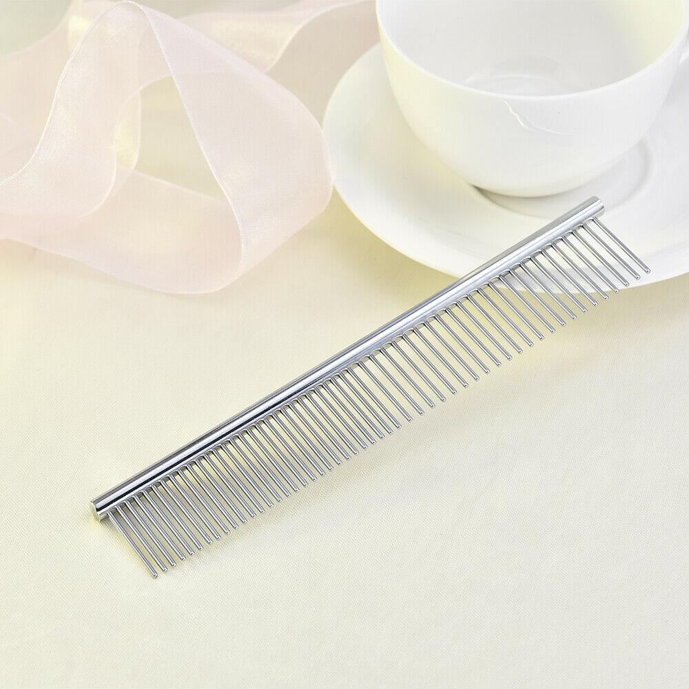 Pet Dog Cat Stainless Steel Double Row Teeth Grooming Hair Comb Brush Fur Rake^