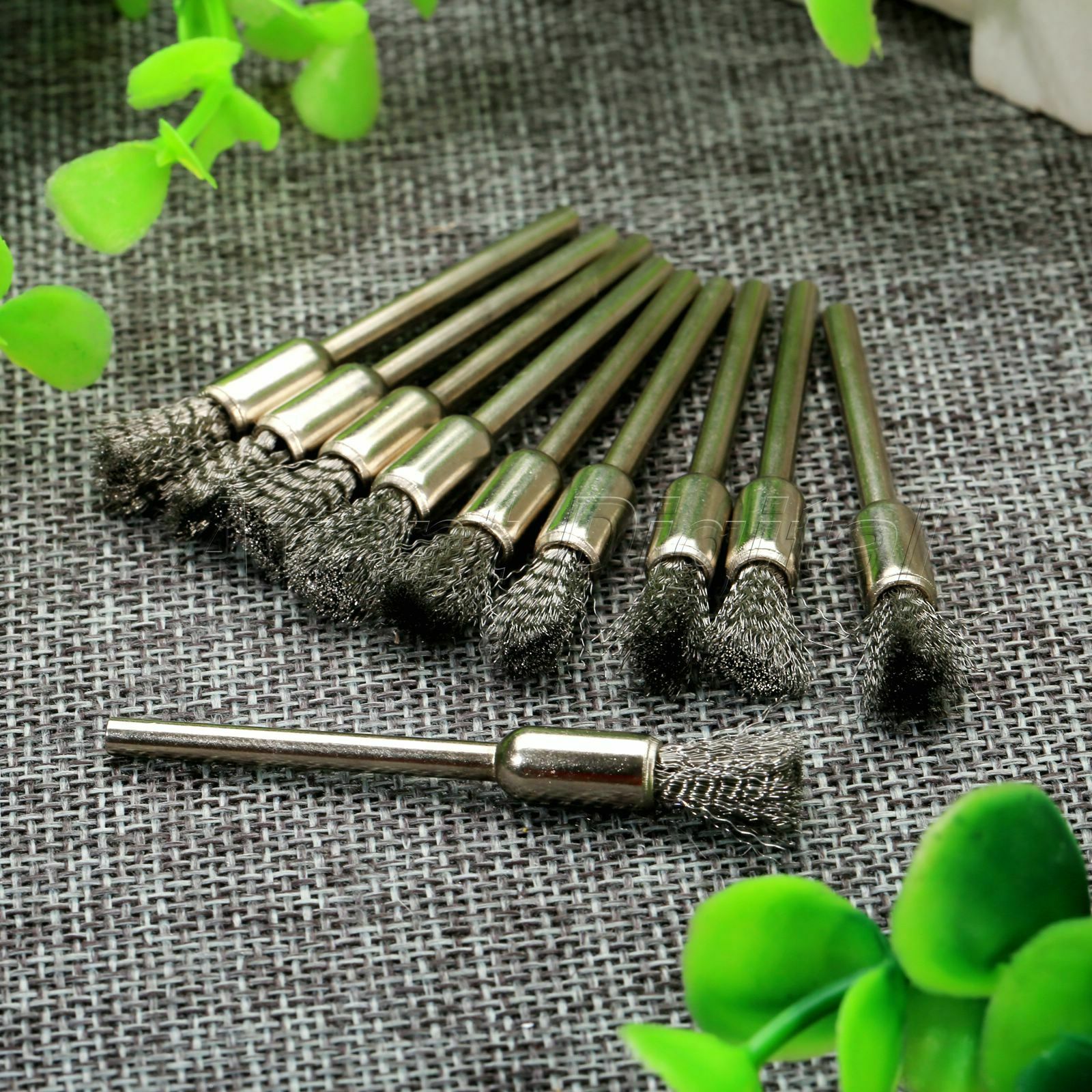 Steel Wire Pen 3mm Mandrel 6mm Brushes Cleaner Polishing Power Die Grinder 10Pcs