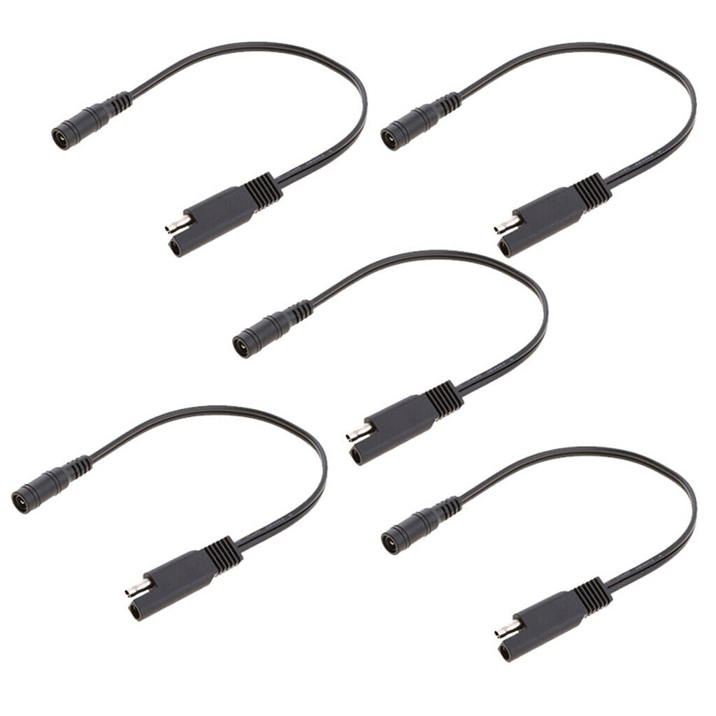5Pieces 10inch SAE to Coax Female Adapter Cable, SAE to DC Coax Motorcycle Heat