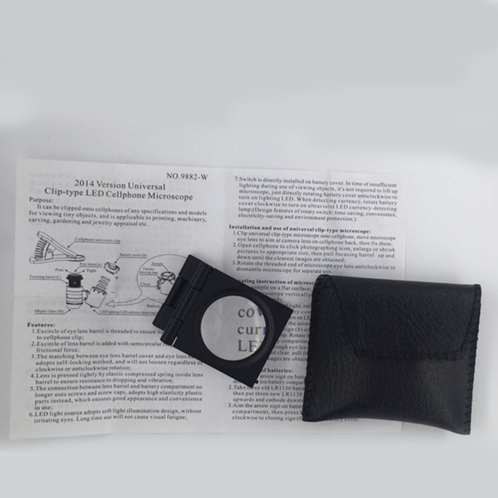 With 2 LED Lights Magnifier 30X Optical Lens 30X Loupe For Phone And Computer