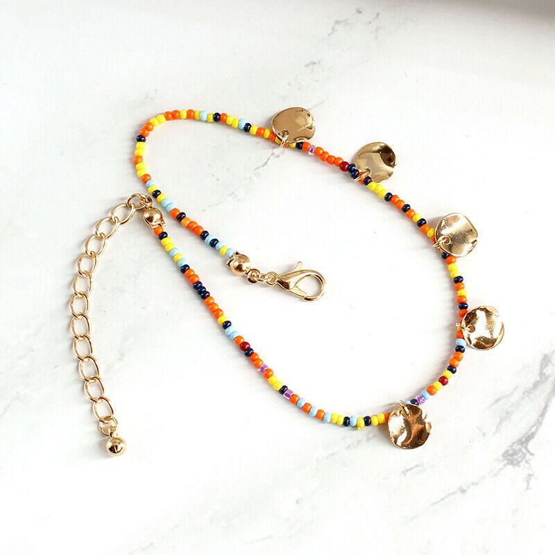 Boho Multi-color Beads Circular Pendant Foot Chain Anklet Women Jewelry G.l8