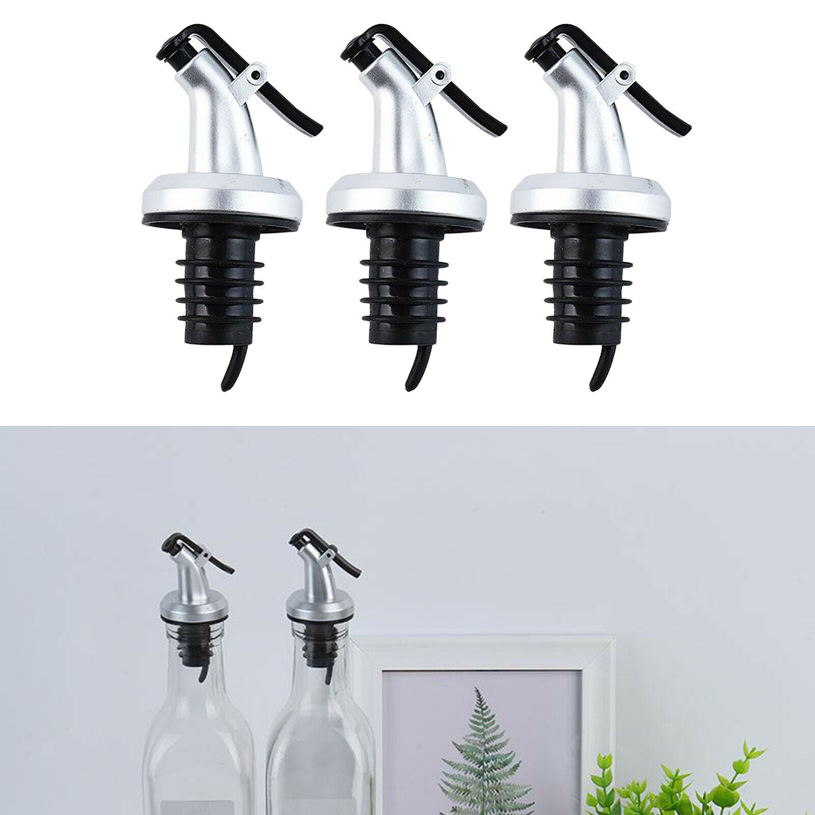 3 Pieces Bottle Pourers Oil Wine Dispenser Spout Liquor Pourers with Plastic