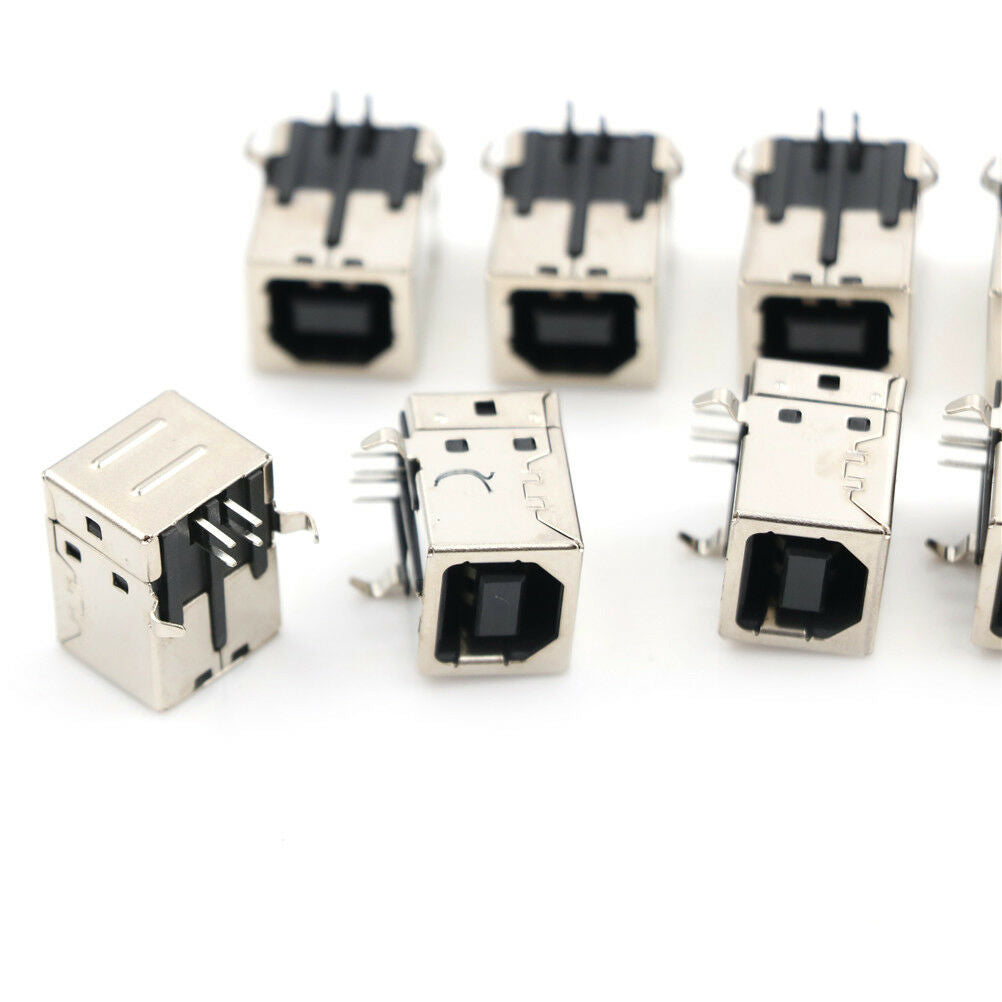10Pcs USB Female Type-B Port 4-Pin Right Angle PCB DIP Jack Socket_shY tHSJCA