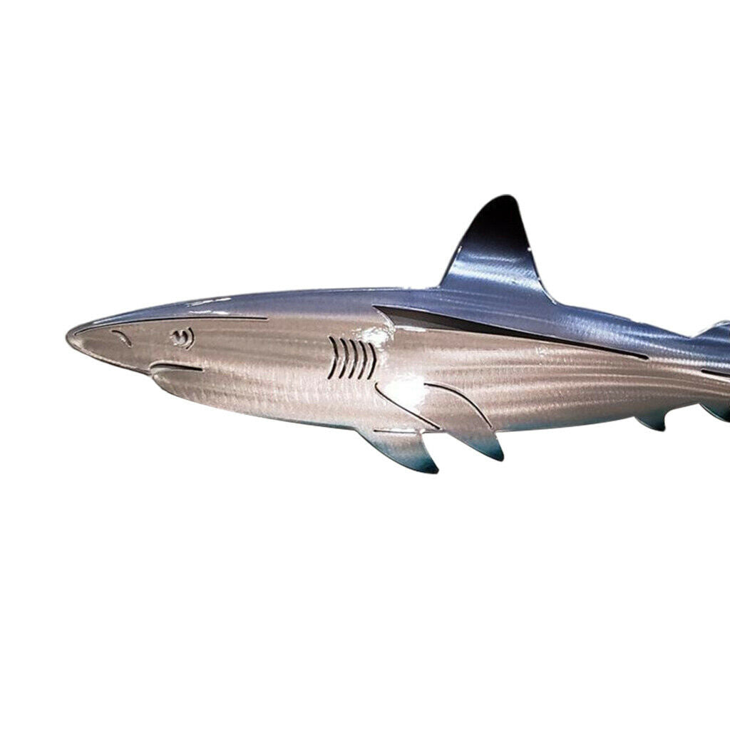2Pcs Metal Shark Wall Decor Outdoor Art Ocean Fish Hanging Sculpture Fence
