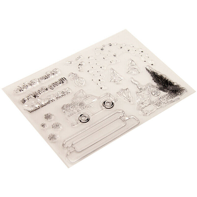 Christmas tree House Xmas car bring Greetings Stamps Clear Silicone DIY Craft Rf