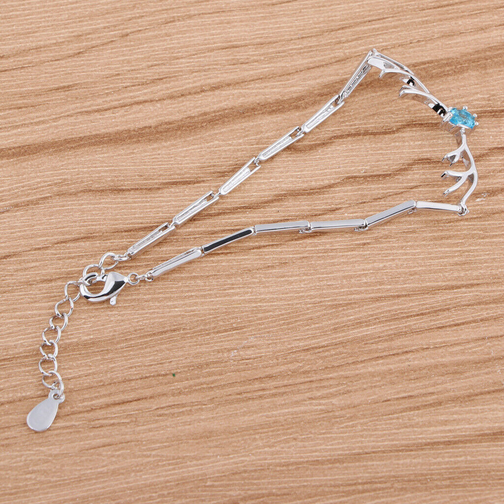 Women Copper Crystal Bracelet Antler Shaped Bracelet Fashion Jewelry Blue