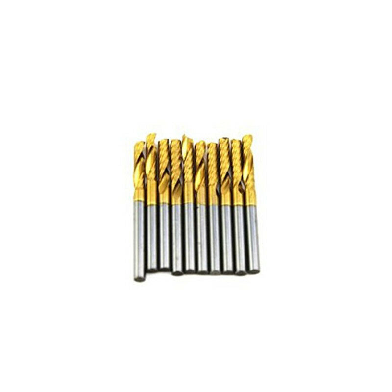 10x 1/8" Titanium N2 Coated Carbide CNC Router Bits Single One Flute Tools 12mm