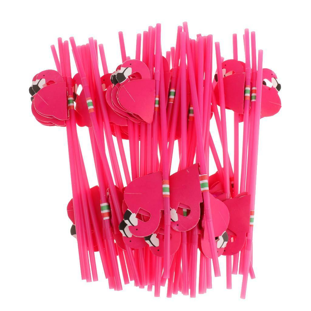 25pcs Pink Holiday Plastic Bendy   Birthday Party Flamingo Drinking Straws