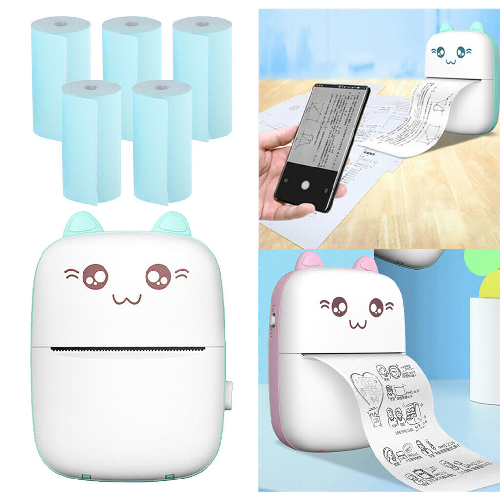 5-Rolls Color 57x30mm Thermal Printing Paper + Photo Pocket Printer Portable