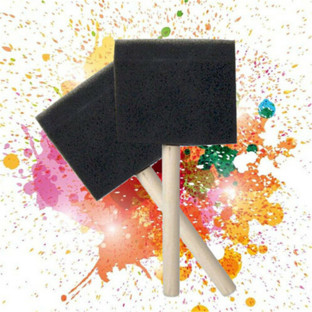 4x Foam Sponge Brushes Wooden Handle Painting Drawing Art Craft Draw Graffiti DD