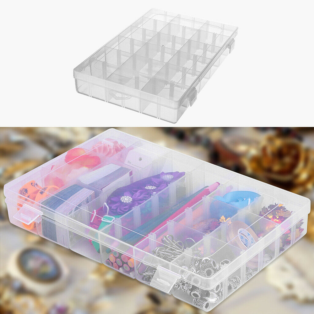 Clear Plastic Jewelry Storage Box Case Craft Organizer Bead 18 Grids